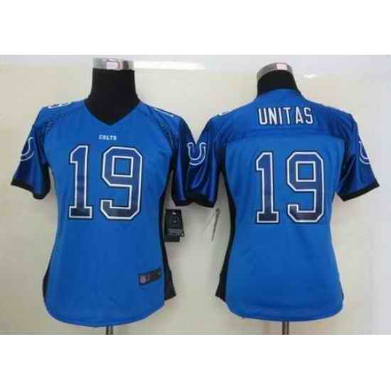 Women Nike Indianapolis Colts 19 Johnny Unitas Royal Blue Drift Fashion Elite NFL Jerseys